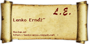 Lenko Ernő névjegykártya